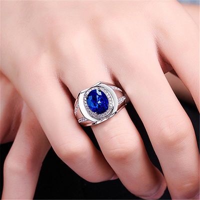 缘彩1.6克拉天然皇家蓝蓝宝石男女式戒指 男女款蓝宝石戒指