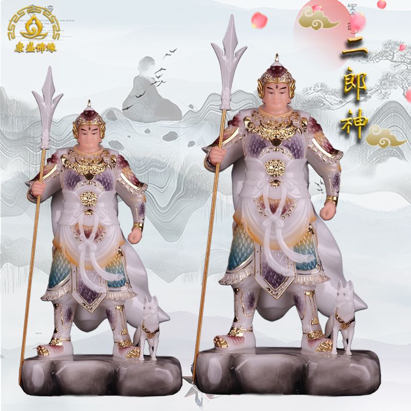 二郎神神像杨戬佛像站像二郎真君像杨元帅汉白玉道教风水供奉摆件【3