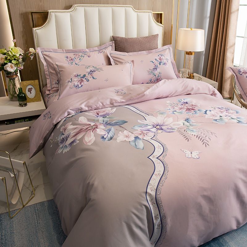 维科纯棉四件套全棉斜纹大版花双人床单被套网红款1.8米床上用品