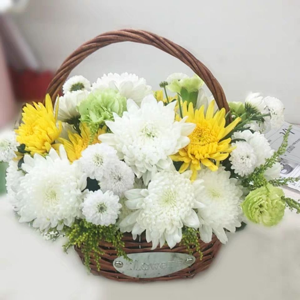 清明节鲜花速递同城菊花祭祀祭奠鲜花送花扫墓追悼奠仪上坟花束 虎窝拼