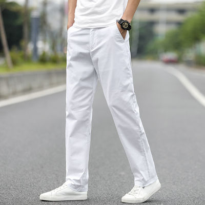 休闲裤男宽松直筒裤男潮流夏季新款弹力修身长裤大码百搭白色裤子