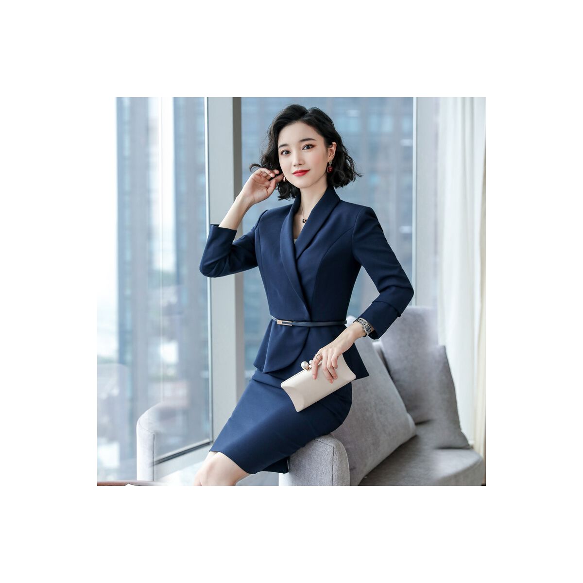 春款职业套装女气质时尚正装西装裙子套装女士西服工作服s