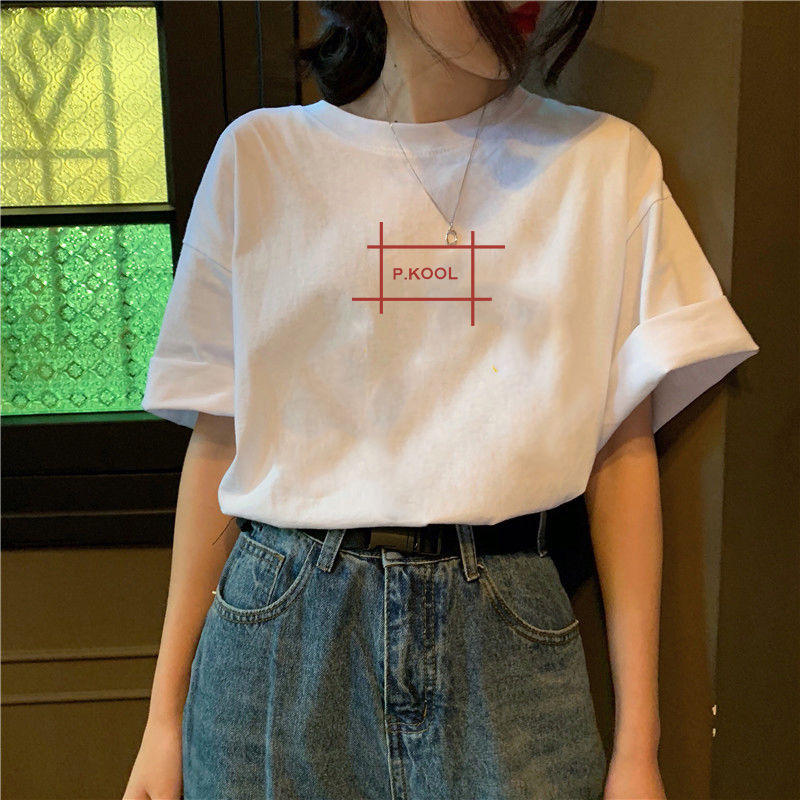 纯棉t恤女短袖宽松大码新款2020春夏韩版女装学生白色上衣服ins潮