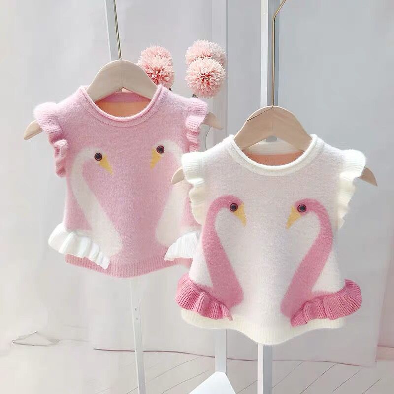 Girl's waistcoat medium and small children's round neck Pullover Sweater spring and autumn new children's Sweater Girl Baby vest