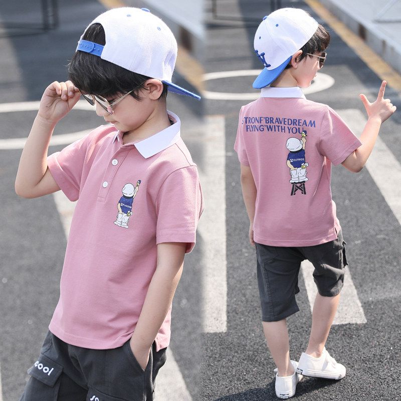 Cotton polo shirt boys' short sleeve T-shirt children's summer cool top children's wear Korean version Lapel T-shirt 8