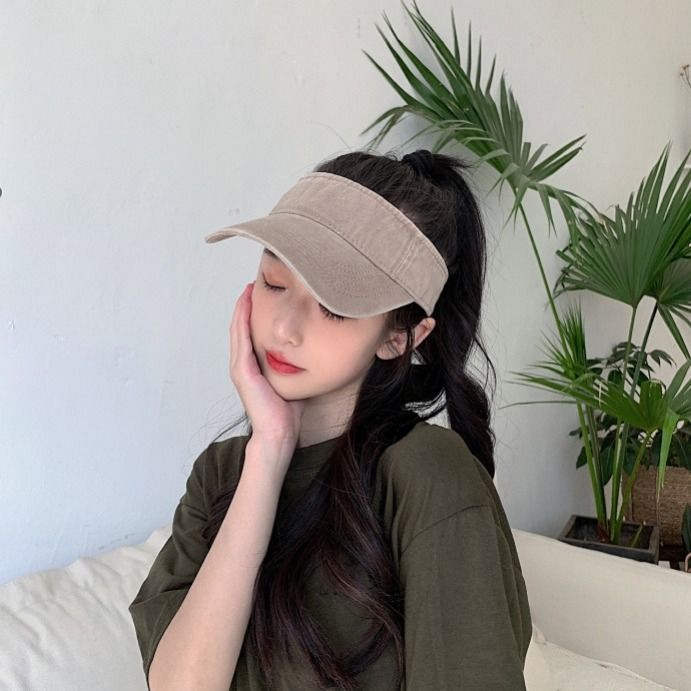 Korean version of all-match old baseball cap women's washed curved eaves empty top peaked cap street trendy hat men's summer all-match