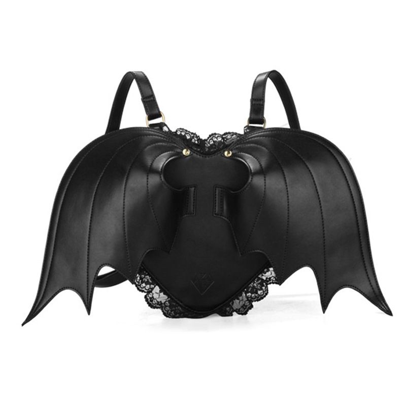 个性PU蝙蝠背包女包黑天使魔鬼蝙蝠翅膀双肩背包女士少女背包