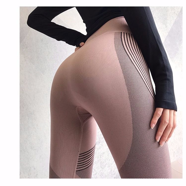 High waist yoga pants women's tight elastic hip lifting fitness pants quick-drying breathable yoga clothing sports running outerwear trousers