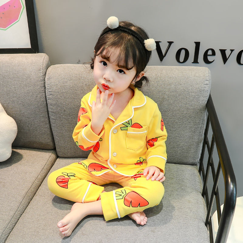 Children's pajamas girls spring and autumn pure cotton long-sleeved girls home clothes children's cute super cute princess baby suit