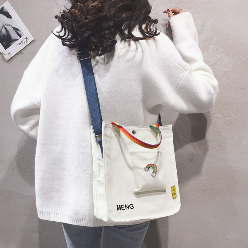 Korean women's bag 2020 new student bag simple temperament canvas bag tote bag women's shoulder bag handbag