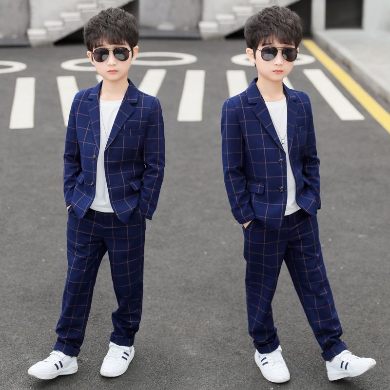 男童西裝套裝2023春秋新款韓版休閒兒童西服兩件套中大童禮服