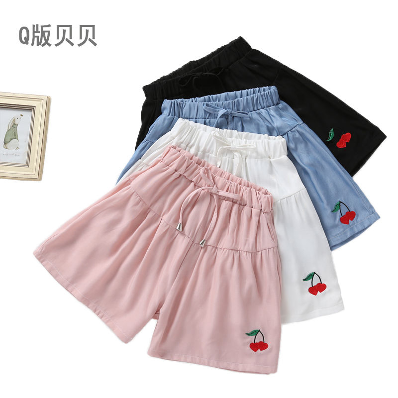 Girls' Tencel denim shorts 2020 new summer clothes loose middle-aged children's foreign-style skirt pants girls wear thin