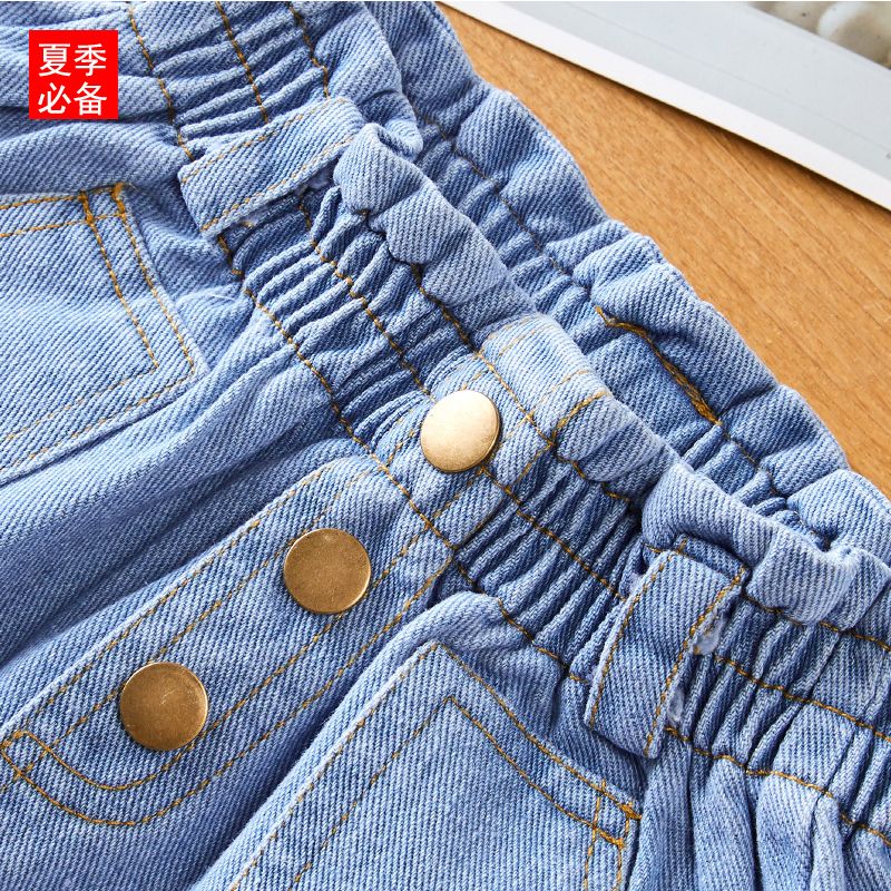 Girls shorts summer  new style children's style high waist denim shorts outer wear girls versatile hot pants