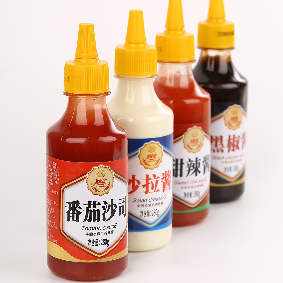 番茄酱手抓饼酱料瓶装组合装批发甜辣酱黑胡椒酱沙拉酱番茄沙司