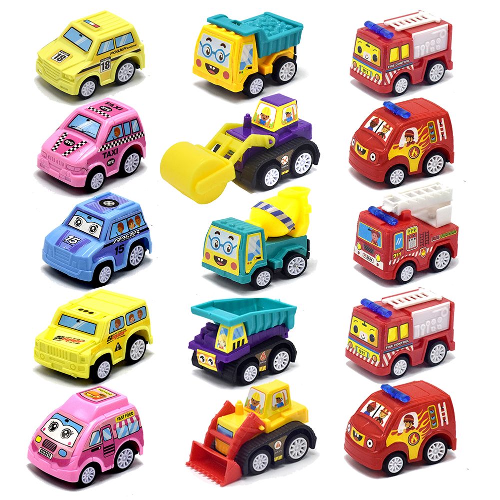 儿童迷你耐摔回力小汽车玩具工程车消防车卡通小汽车模型玩具礼物