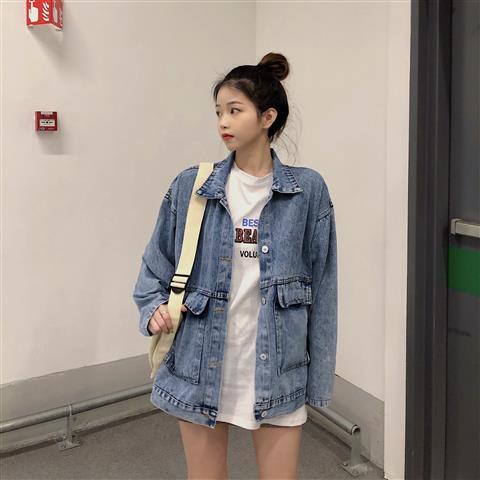 Retro Denim Jacket Women's spring and autumn 2021 new Korean chic loose and versatile student Denim Jacket Top Fashion