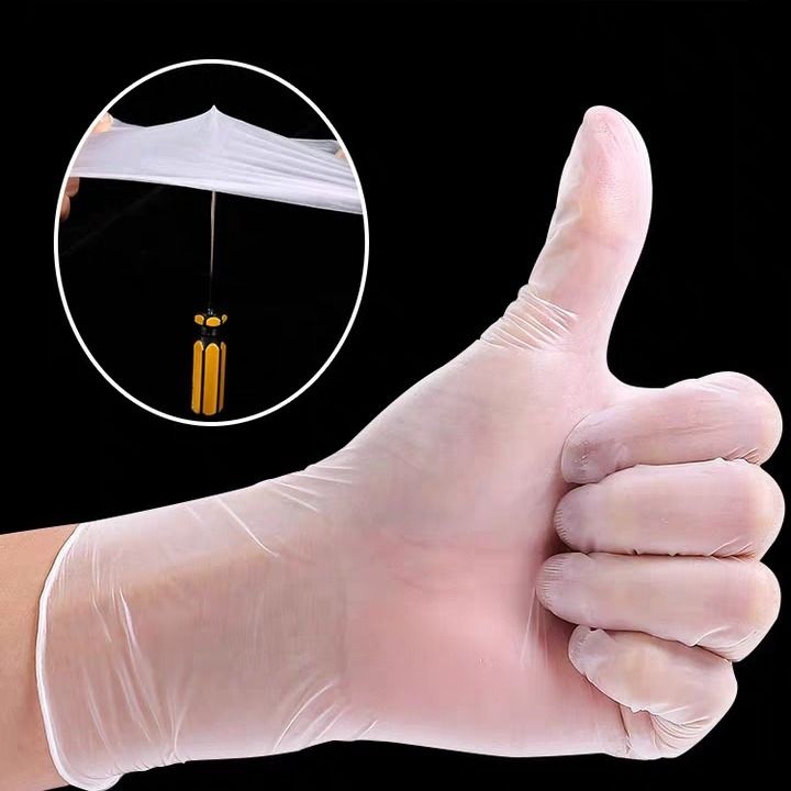 Disposable medical food grade catering thickened durable rubber latex PVC transparent film gloves