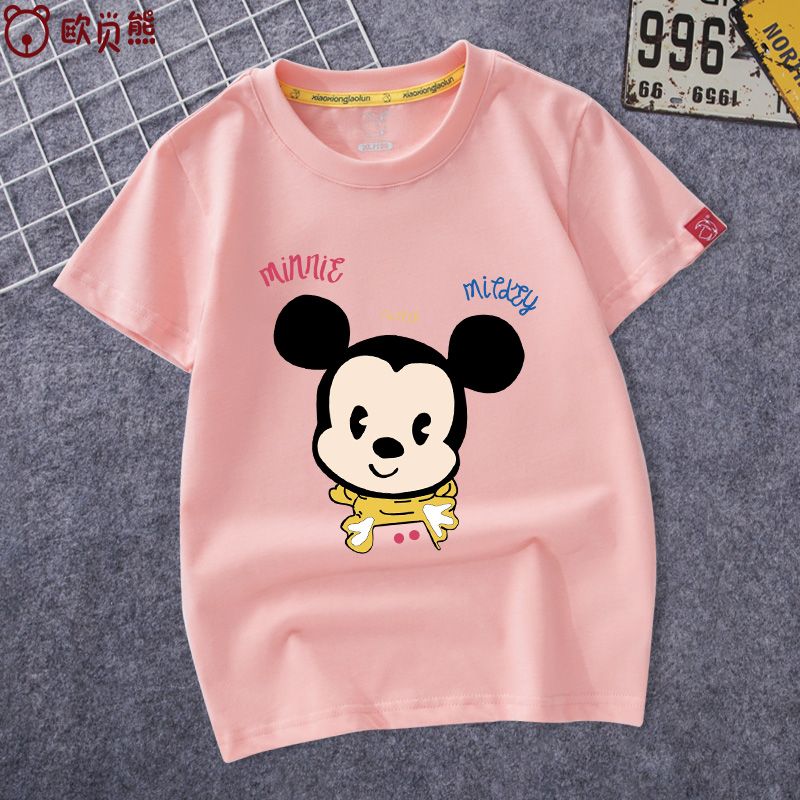Obei bear children's wear girls' short sleeve T-shirt foreign style children's summer dress girl baby cotton little Mickey girl's top