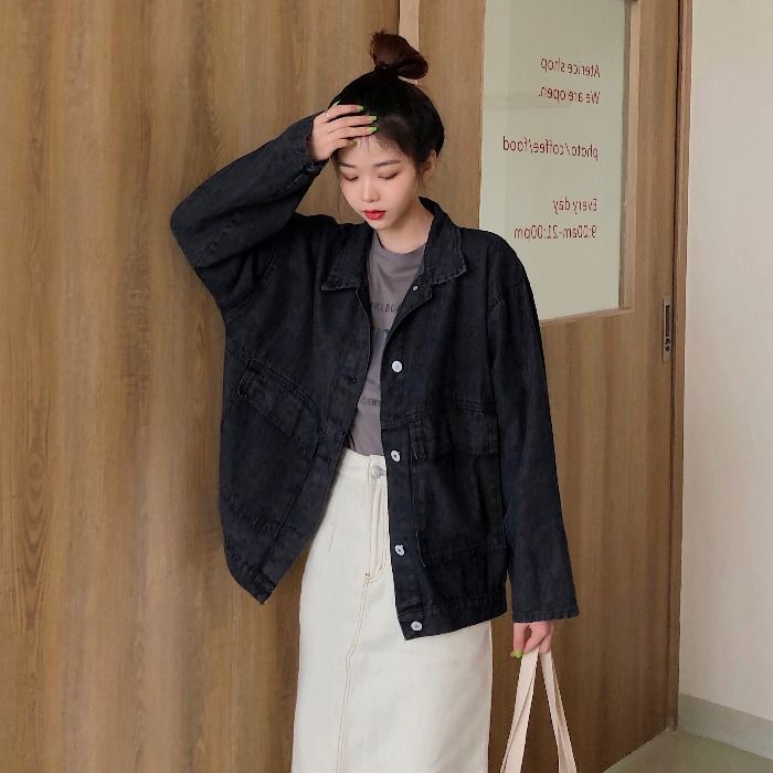 Retro Denim Jacket Women's spring and autumn 2021 new Korean chic loose and versatile student Denim Jacket Top Fashion