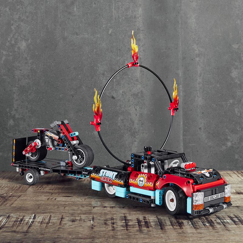 乐高2020新品机械组42106卡车与摩托车特技表演男孩拼装积木玩具