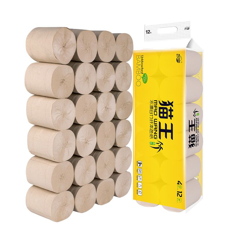 猫王本色竹浆1800克12卷卫生纸卷纸批发妇婴家用厕纸手纸卷筒纸