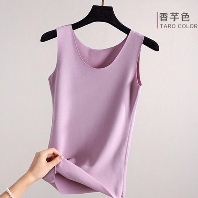 De Rong self heating women's traceless Plush thermal underwear vest suspender large base coat slim inner vest