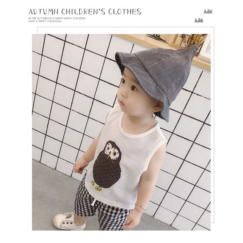 Boy's summer 2020 new suit foreign style handsome baby thin vest short sleeve two piece children's clothes fashion