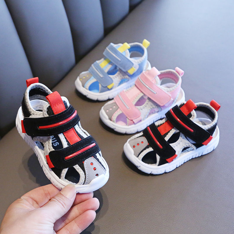 Children's sandals, girls' summer color matching walking shoes, boys' functional shoes, infants' shoes, soft soles and Baotou cloth shoes