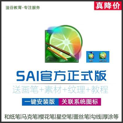 SAI SAI1软件简体中文版 内置笔刷材质纹理色板 送视频教程+字体