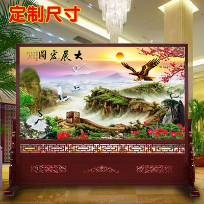 中式实木屏风隔断客厅办公入户门酒店招财风水进门玄关庭院屏风