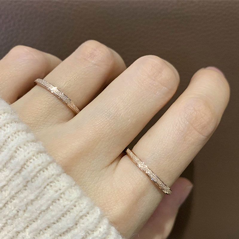 Korean version students' simple titanium steel ring women's ins not fade fashion couple small square ring plain ring index finger tail ring fashion