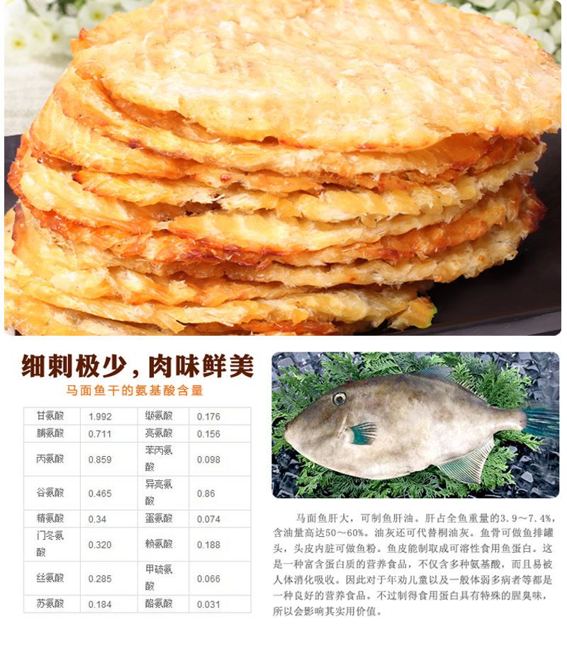 野生马面鱼烤鱼片宝宝零食即食海味零食250g