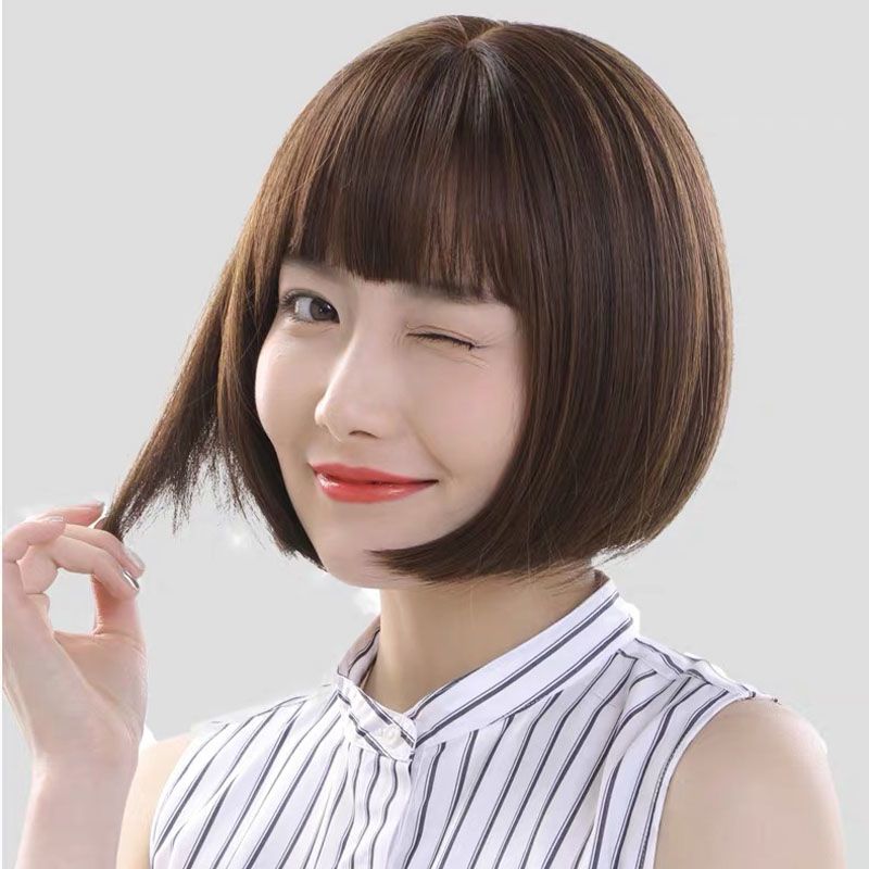 假发女全真发短发时尚波波头假发女短发真发自然假发套圆脸波波头