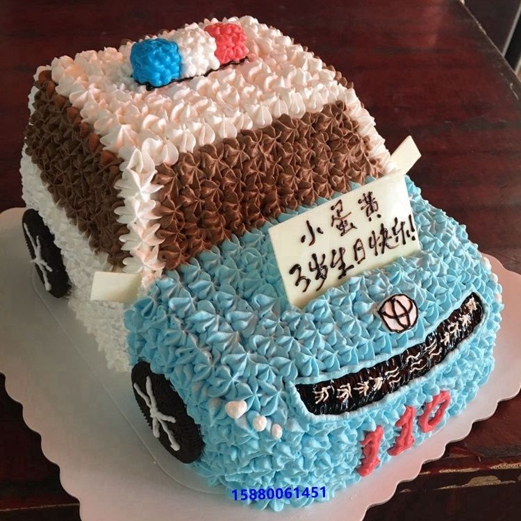 六一儿童节卡通110警车生日蛋糕同城福州北京上海深圳广州创意定