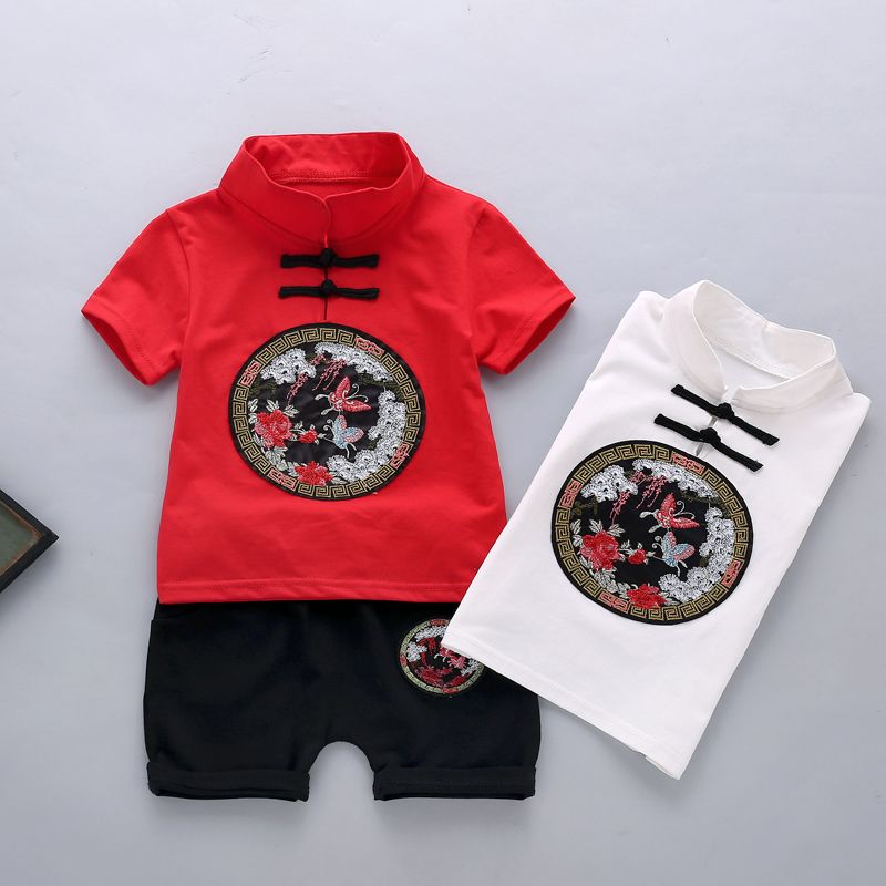 Children's wear boys and girls summer suit 1-5 years old Korean 2020 new short sleeve suit top + pants summer trend