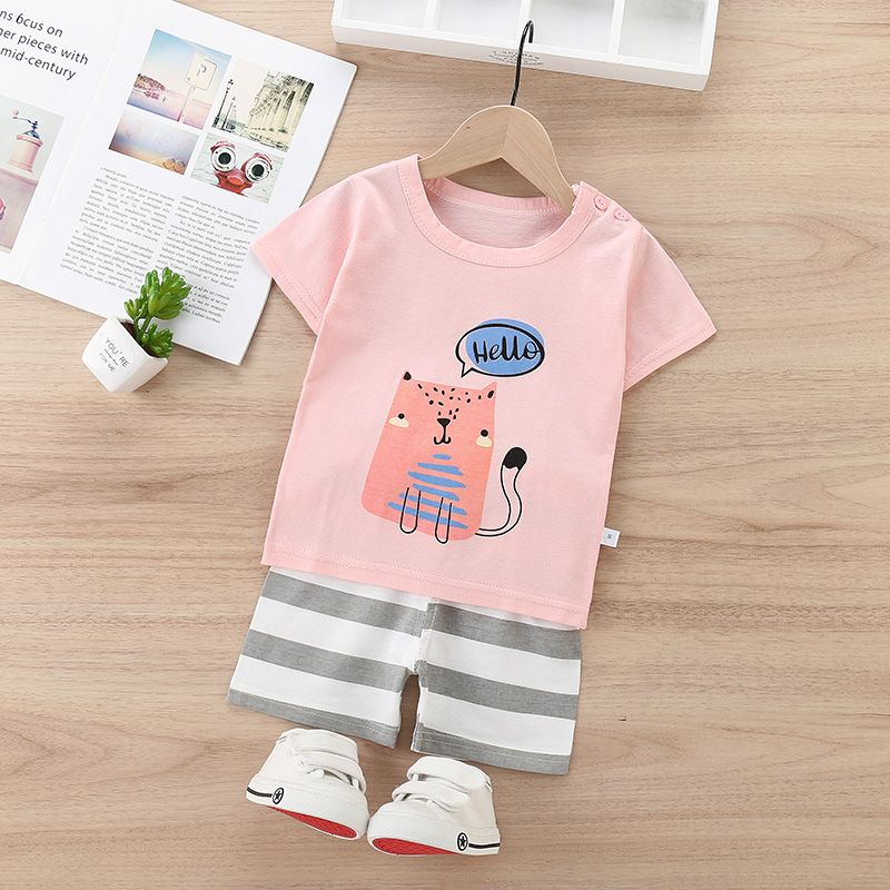 Children's short sleeve suit baby's short sleeve shorts summer children's wear boy's T-shirt girl's half sleeve 0-6 years old baby clothes