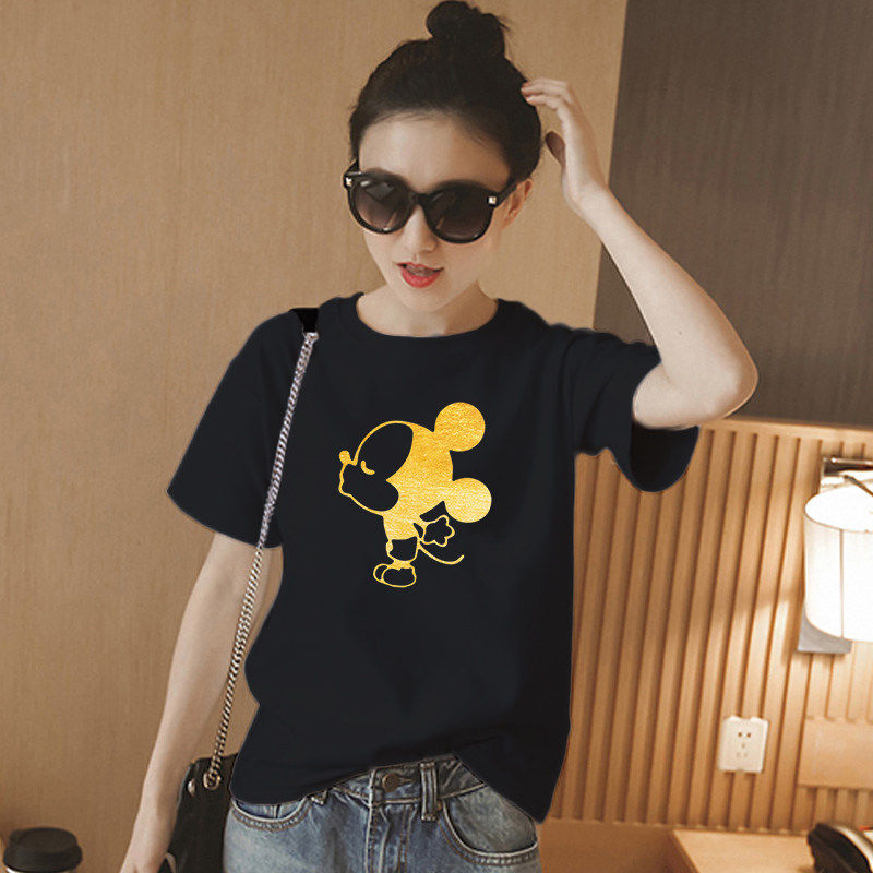 One / two 100% cotton Mickey T-shirt women's summer white short sleeve cotton 2020 new loose Korean women's T-shirt