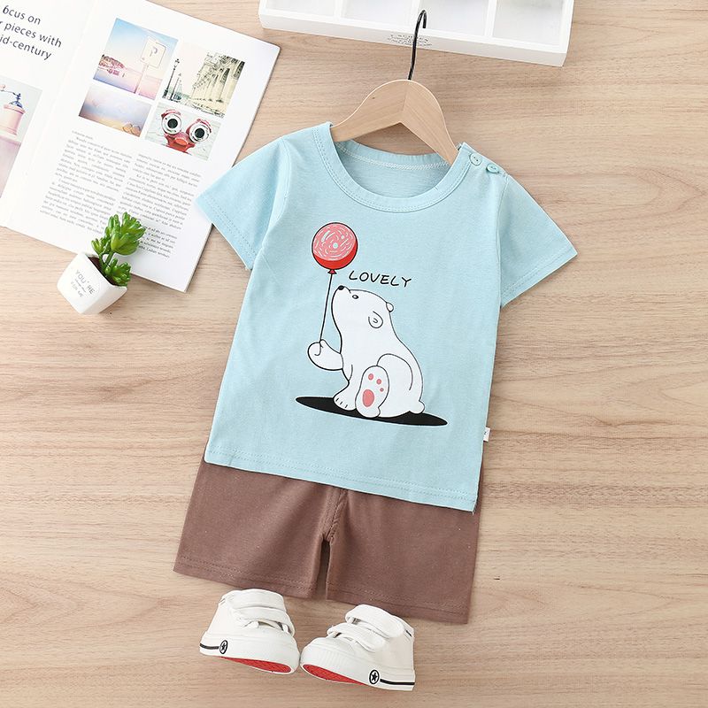 Children's short sleeve suit baby's short sleeve shorts summer children's wear boy's T-shirt girl's half sleeve 0-6 years old baby clothes