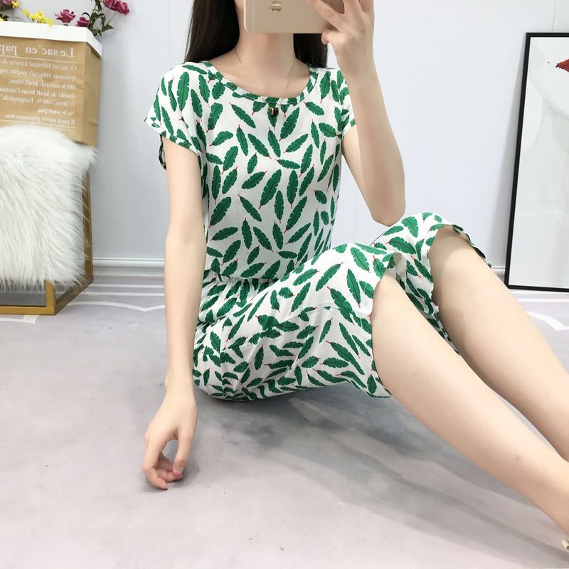 綿綢闊腿褲兩件套夏季新款女裝韓版寬鬆顯瘦氣質印花時髦休閒套裝