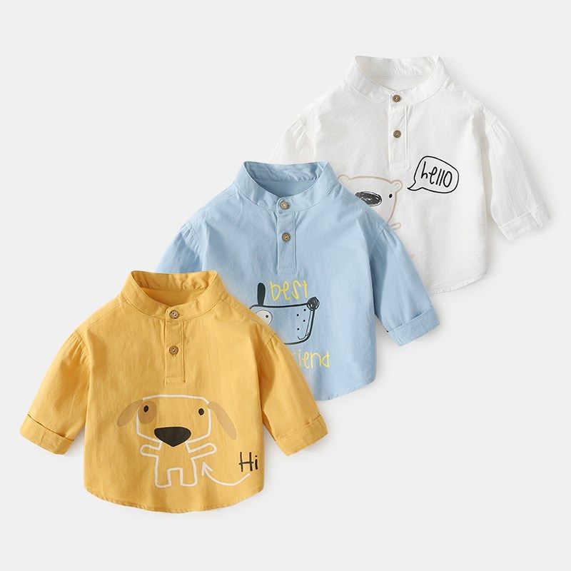 Baby shirt spring and autumn long sleeve men's newborn top spring 0-1 year old children's clothes women's baby cotton spring clothes