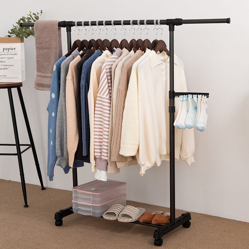Indoor clothes drying rack floor standing household balcony drying pole simple folding clothes rack bedroom single pole clothes drying rack