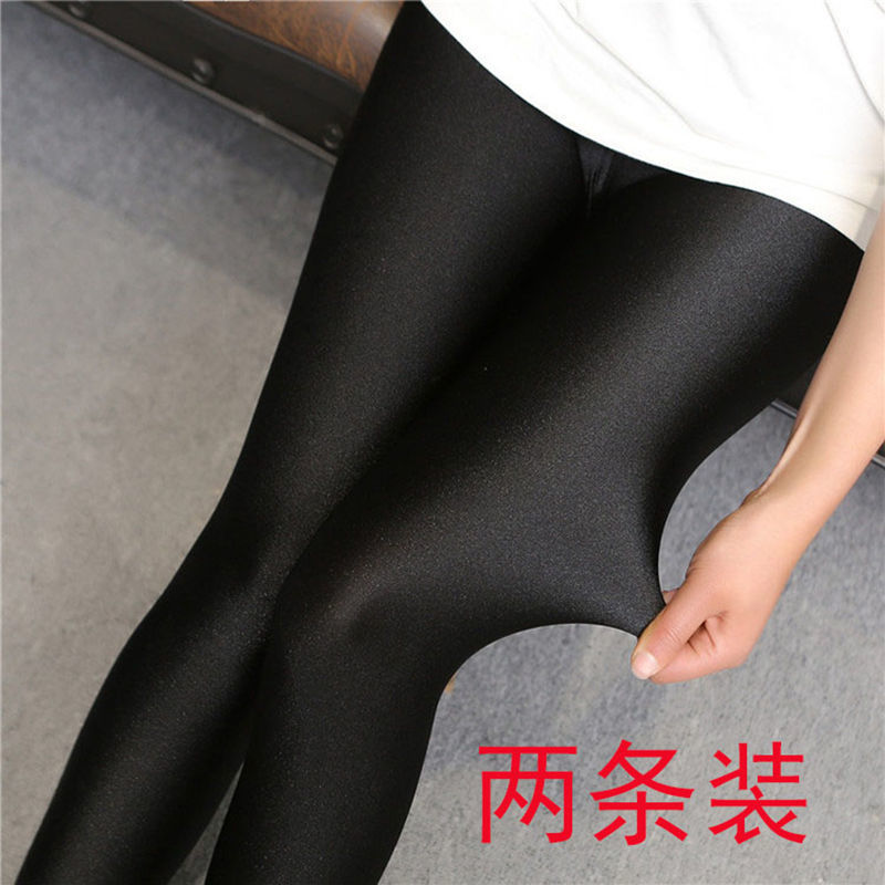 Spring and summer thin ice silk Leggings women's glossy pants tight elastic thin trample pants thin