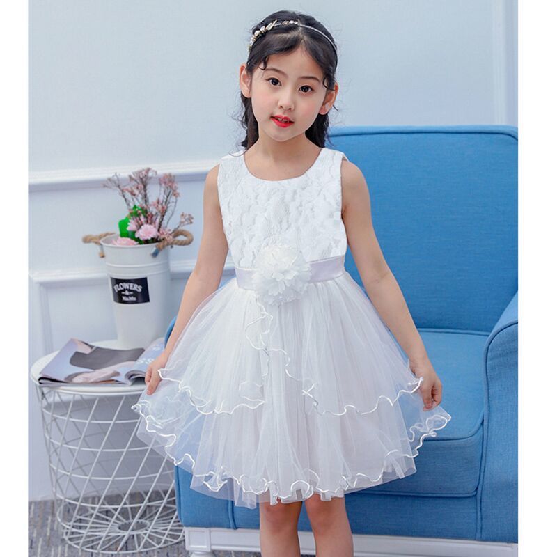 2021童装女童连衣裙儿童蓬蓬裙时尚韩版中大童无袖蕾丝夏季公主裙