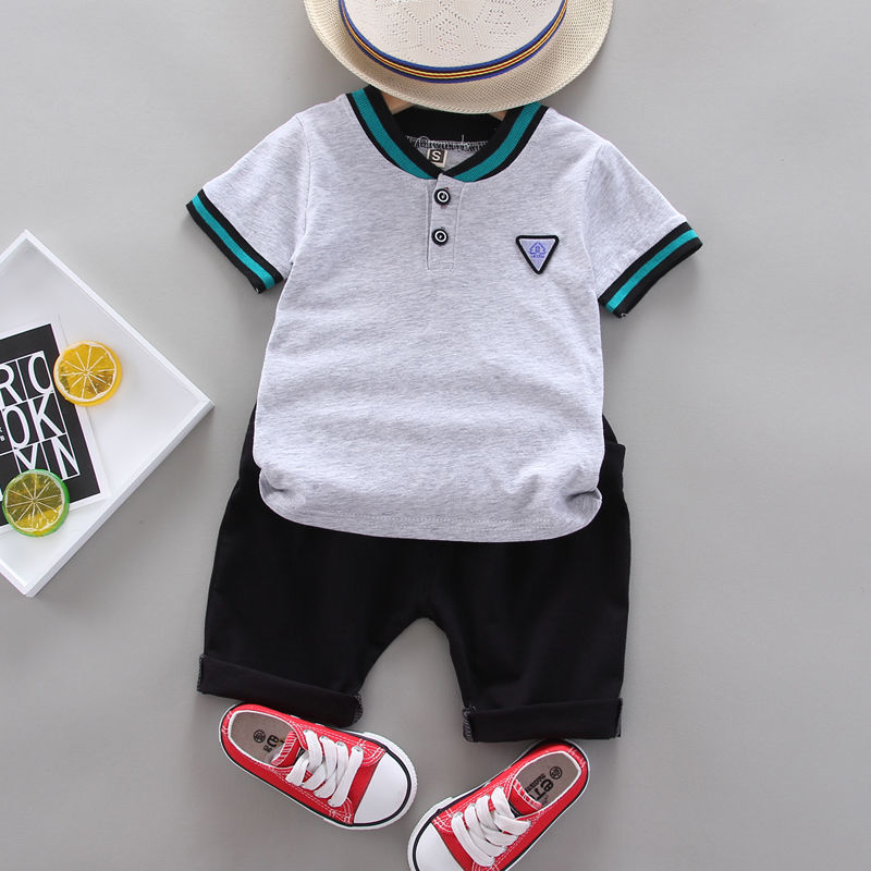 Children's suit boys' summer 2020 new short sleeve two piece suit for boys aged 1-3-4