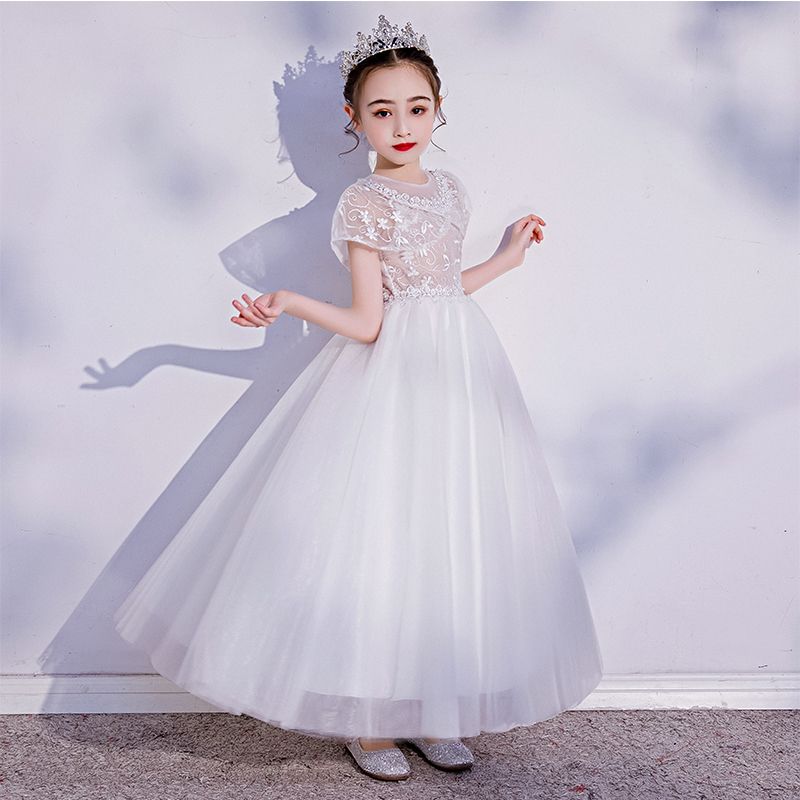 Children's princess dress spring long girl dress wedding dress piano performance dress little girl Douyin Internet celebrity dress