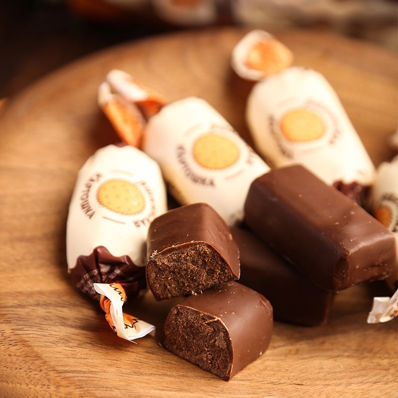 kdv俄罗斯进口网红爆款小土豆泥巧克力味沙状糖糖果土豆沙小零食