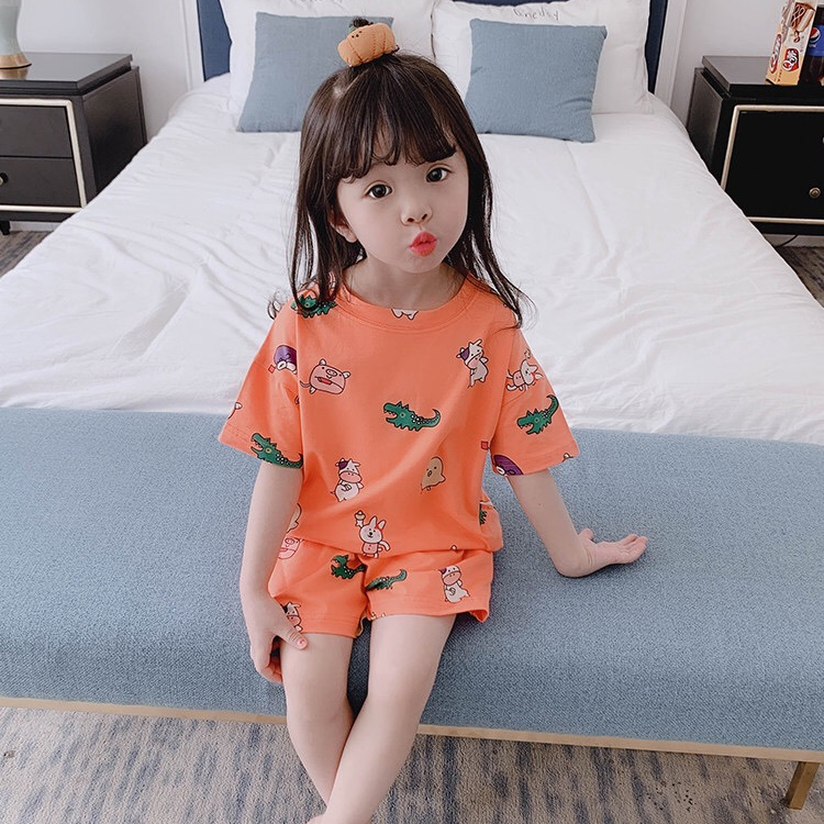 2020 summer new children's pajamas boys and girls children's home clothes thin air-conditioning clothes baby Jacket Set