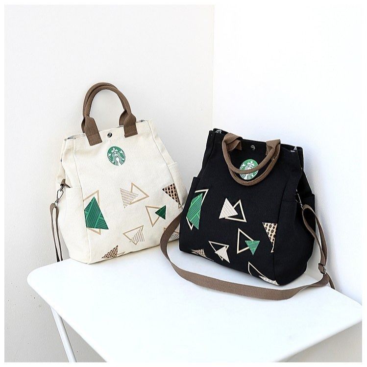 【保定热销包包】星巴克包新款大容量水桶包加厚帆布包印花购物袋