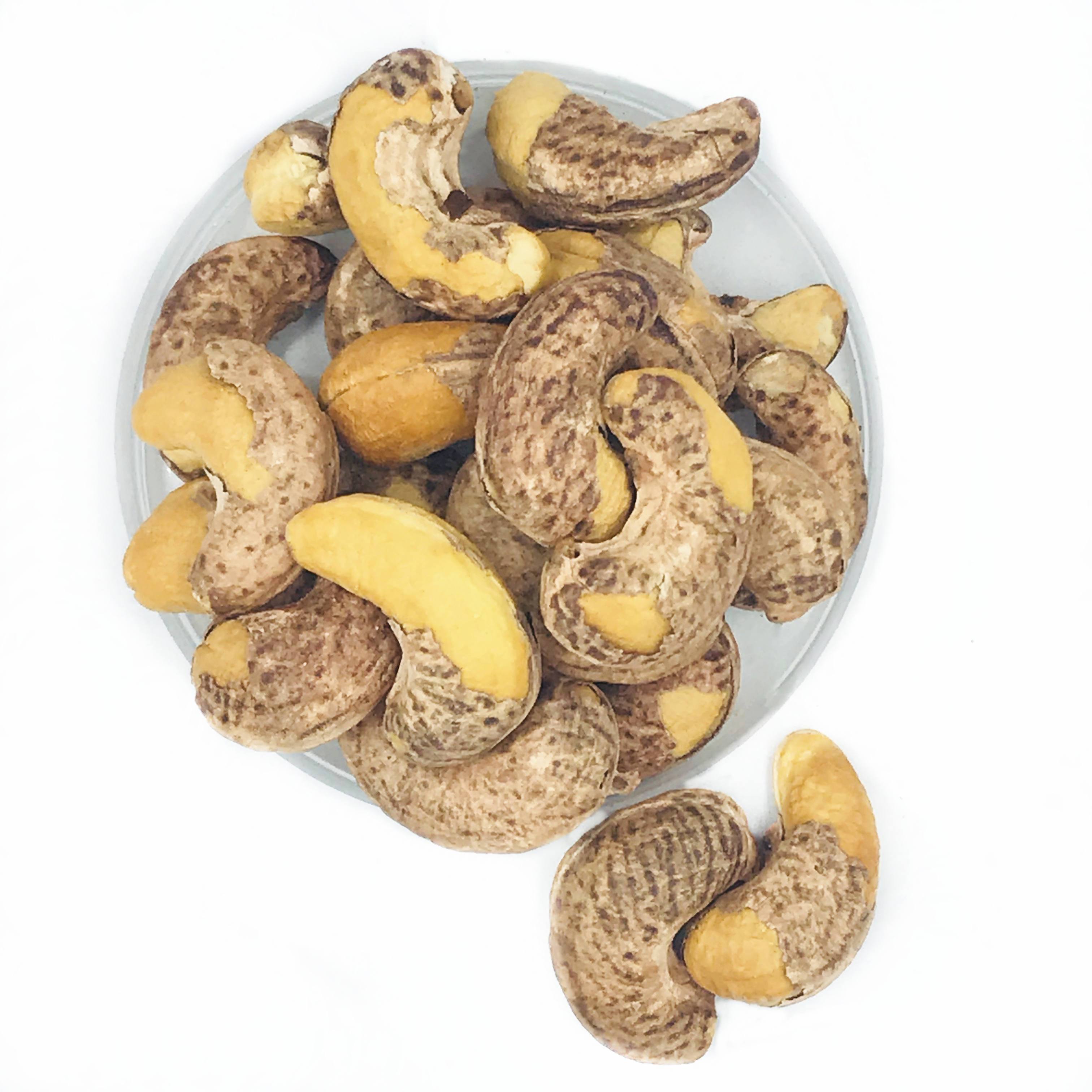 新货越南带皮熟原味腰果坚果盐焗500g批发净重大颗粒干果150g