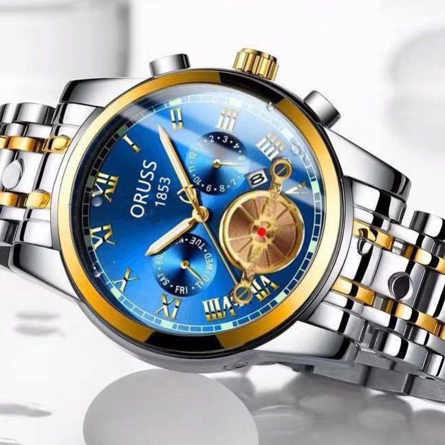 瑞士全自动机芯表手表男士日历夜光防水超薄简约精钢时尚非机械表